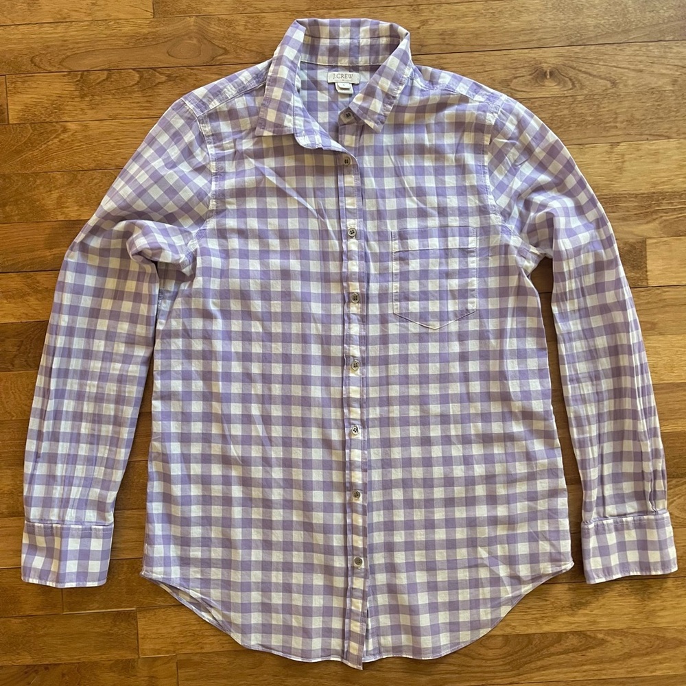 J.Crew Lavender Gingham Button Down